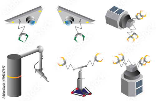 set of space manufacturing / fabrication robots