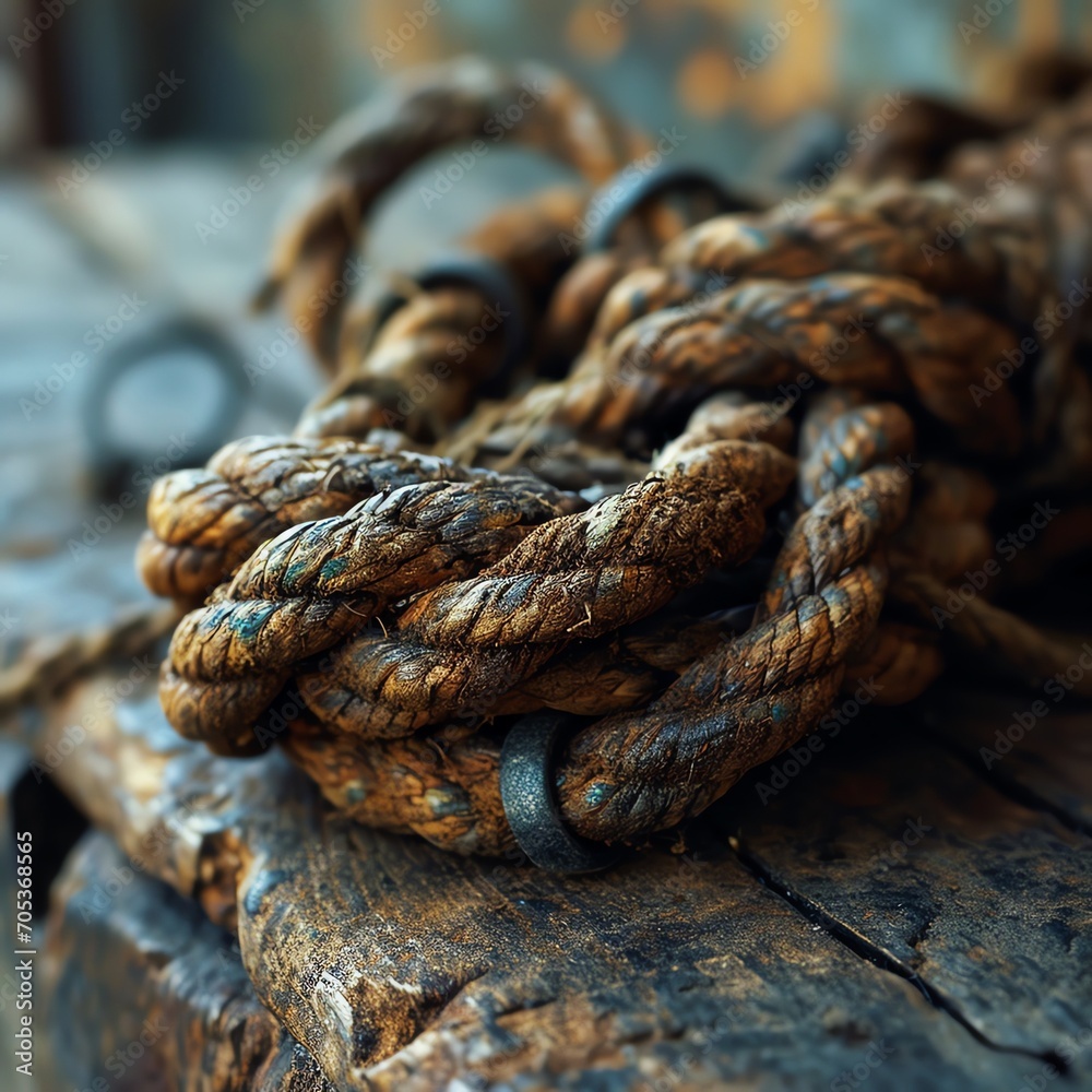 rope knotted and tied on a dock, nautical rope knotted and tied on a dock, nautical