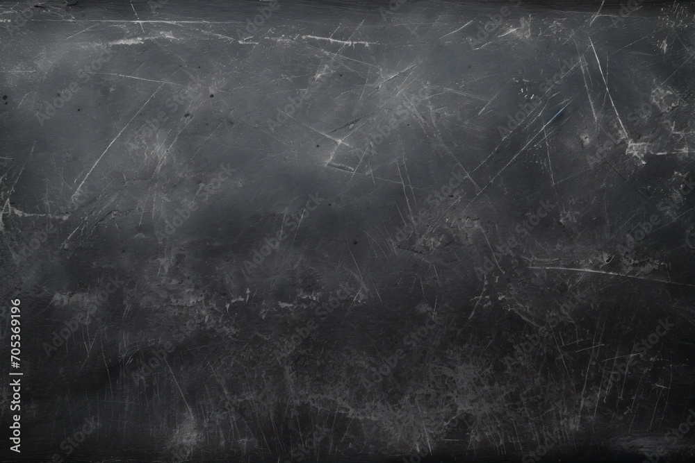 texture of dirty dark school blackboard with stains of chalk lines and school chalk eraser - Generative AI - obrazy, fototapety, plakaty 