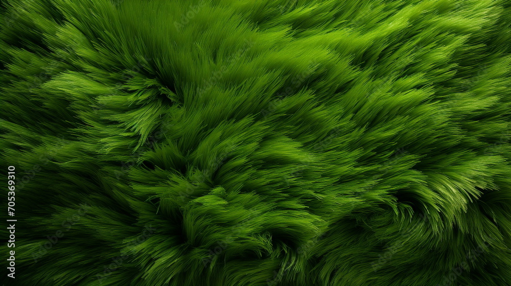A green meadow swirling in the wind. Top view. Closeup. Generative AI A green meadow swirling in the wind. Top view. Closeup. Generative AI