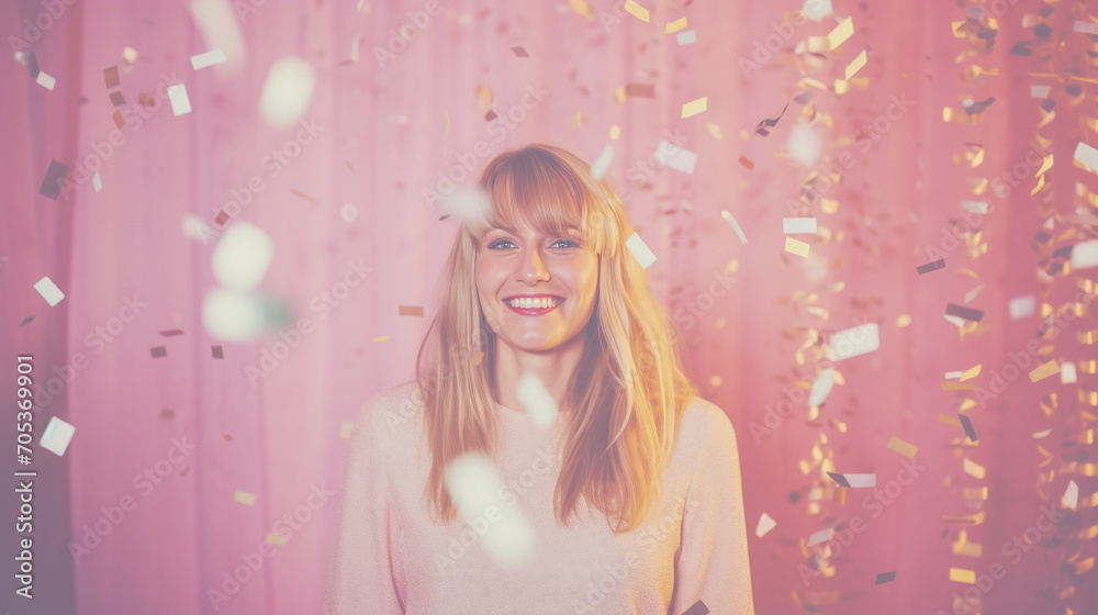 Woman at party, birthday party, new year's party - Generative AI Woman at party, birthday party, new year's party - Generative AI
