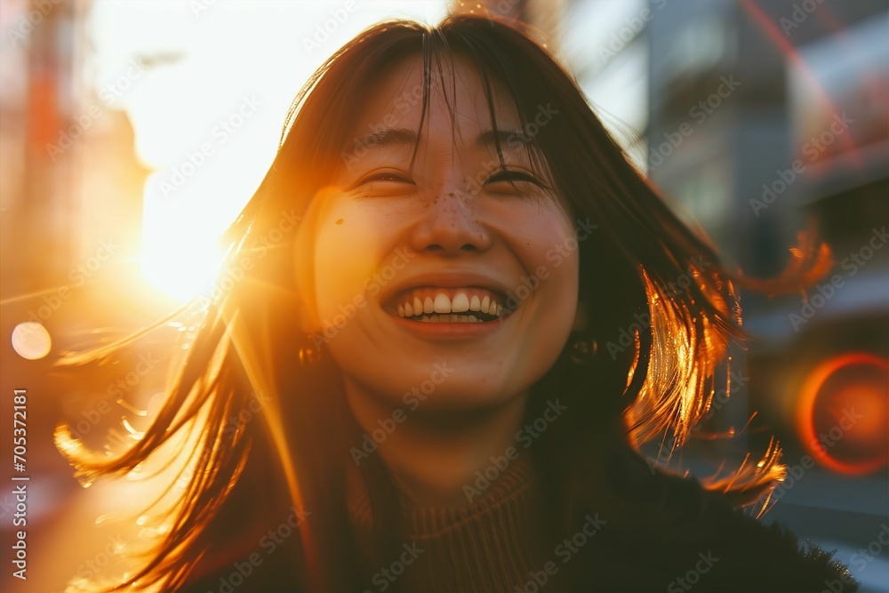幸せそうな笑顔の日本人女性のポートレート（モデル・日本人・アジア人）