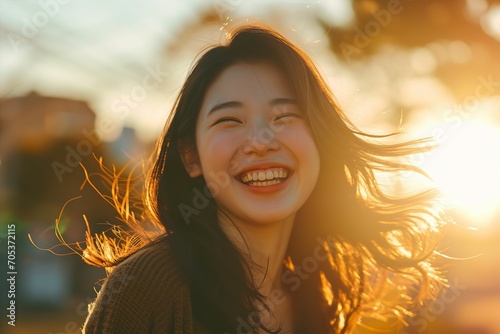 幸せそうな笑顔の日本人女性のポートレート（モデル・日本人・アジア人）