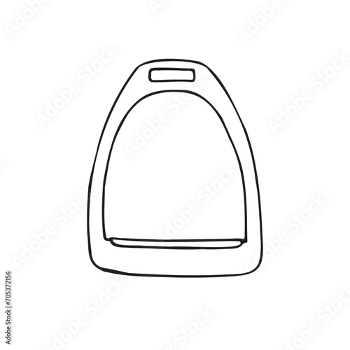 Vector hand drawn doodle sketch horse riding stirrup isolated on white background