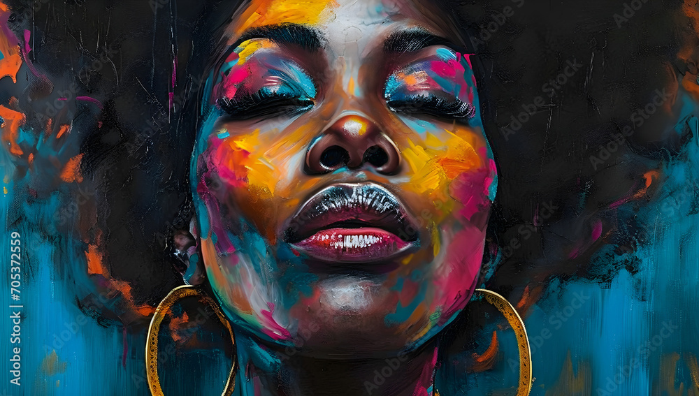Vibrant afro-inked artwork celebrating black history and culture.