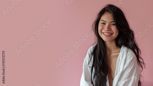 Malay woman in bathrobes  female body care and pampering in hotel spa