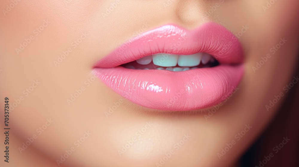 Fototapeta premium Permanent lip makeup Background with selective focus and copy space AI generated