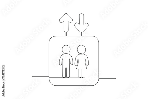 One continuous line drawing of Shopping center or mall information concept. Doodle vector illustration in simple linear style.