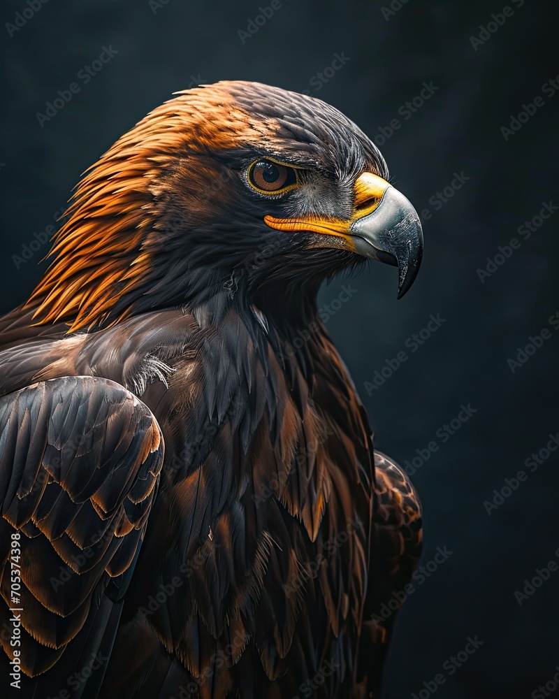 Portrait beautiful of Black Eagle in studio on the dark background AI Generative Portrait beautiful of Black Eagle in studio on the dark background AI Generative