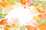 Frame of watercolor abstract background autumn collection with seasonal leaves.