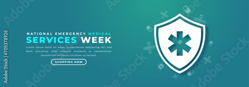 National Emergency Medical Services Week Paper cut style Vector Design Illustration for Background, Poster, Banner, Advertising, Greeting Card