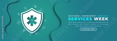National Emergency Medical Services Week Paper cut style Vector Design Illustration for Background, Poster, Banner, Advertising, Greeting Card