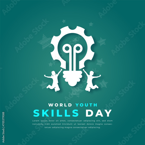 World Youth Skills Day Paper cut style Vector Design Illustration for Background, Poster, Banner, Advertising, Greeting Card