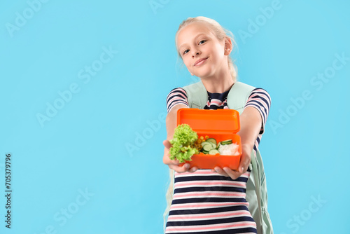Happy girl with backpack an...