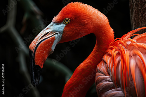 Elegant pose of Caribbean Flamingo on the forest AI Generative