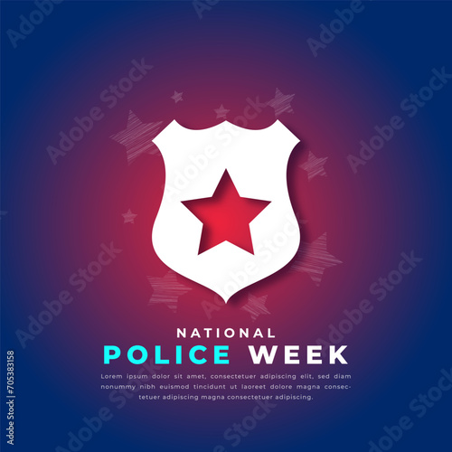 National Police Week Paper cut style Vector Design Illustration for Background, Poster, Banner, Advertising, Greeting Card