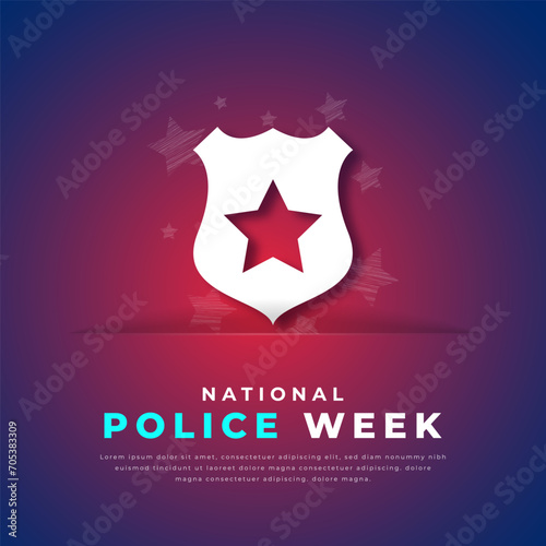 National Police Week Paper cut style Vector Design Illustration for Background, Poster, Banner, Advertising, Greeting Card