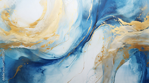 Blue and Gold Abstract Painting on a Luxurious