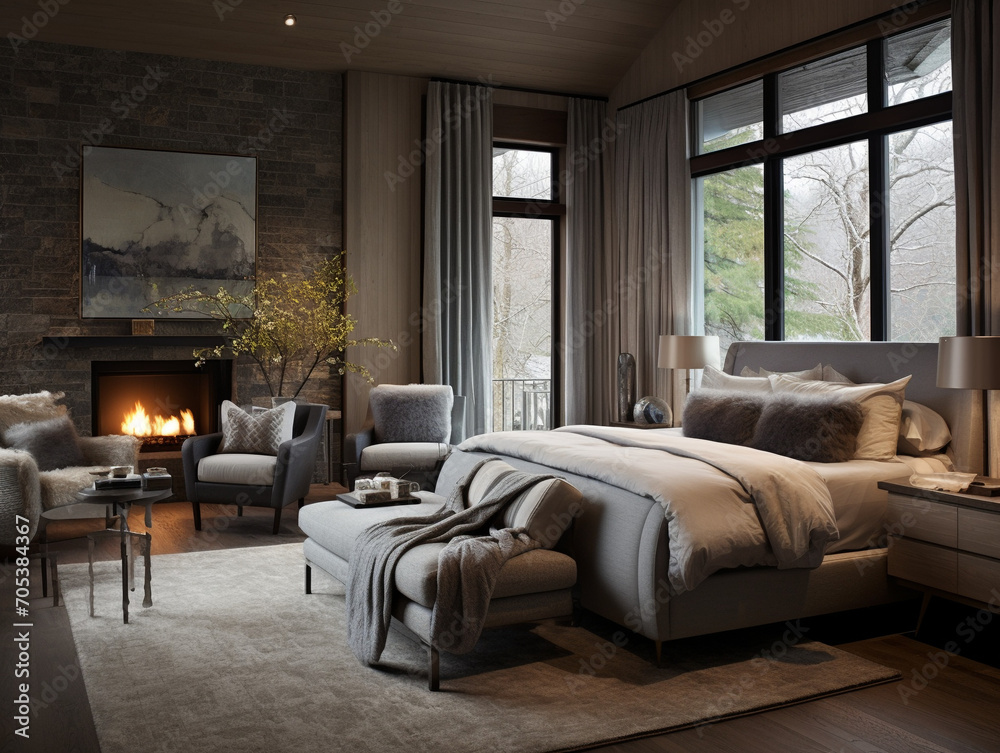 Embrace Tranquility: A Captivating Glimpse into Transitional Interior Design in this Stylish Bedroom. Experience the Seamless Fusion of Modern Elegance and Timeless Charm, Unveiling a Cozy Haven of So