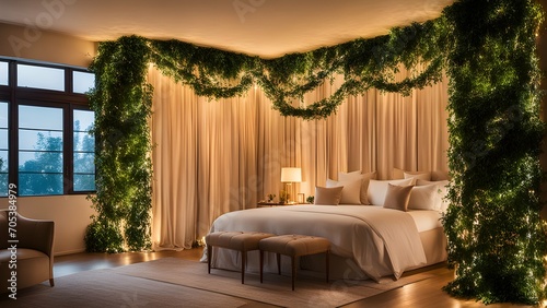 the room's corners with the dainty sparkle of fairy lights intertwined with ivy.
 photo
