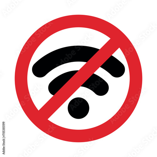 No WIFI icon, isolated on transparent background. Flat style. Vector illustration