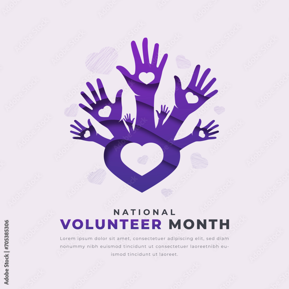 National Volunteer Month Paper cut style Vector Design Illustration for Background, Poster, Banner, Advertising, Greeting Card National Volunteer Month Paper cut style Vector Design Illustration for Background, Poster, Banner, Advertising, Greeting Card