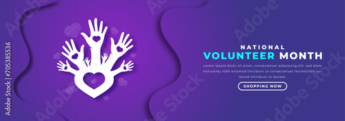 National Volunteer Month Paper cut style Vector Design Illustration for Background, Poster, Banner, Advertising, Greeting Card