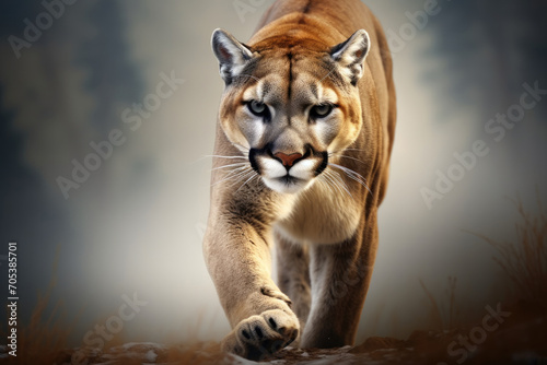 Close up of a puma isolated of natural background. generative ai