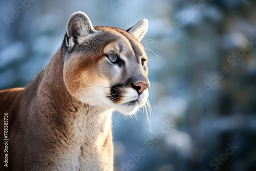 Close up of a puma isolated of natural background. generative ai