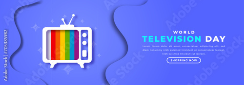 World Television Day Paper cut style Vector Design Illustration for Background, Poster, Banner, Advertising, Greeting Card