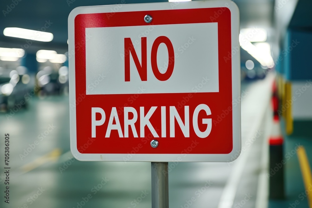 Obraz premium no park no parking sign red white illustration.ai generative