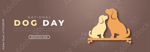 National Dog Day Paper cut style Vector Design Illustration for Background, Poster, Banner, Advertising, Greeting Card