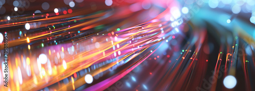 Data flowing through optic fiber cable