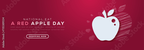 National Eat a Red Apple Day Paper cut style Vector Design Illustration for Background, Poster, Banner, Advertising, Greeting Card