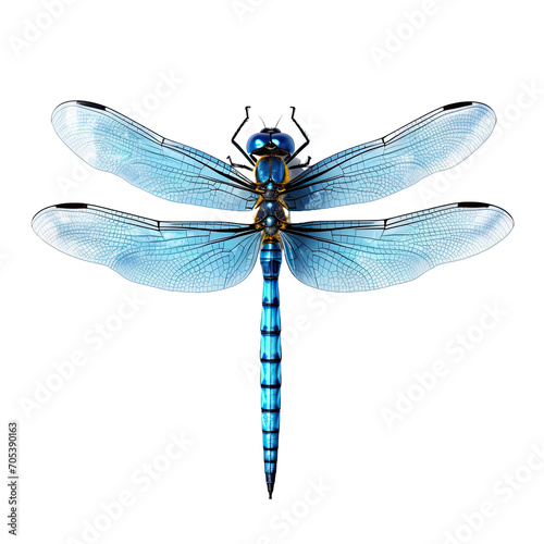 Blue dragonfly isolated on transparent background