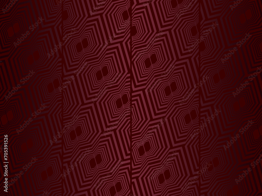 red with a shiny modern geometric pattern. Red steel floor background.