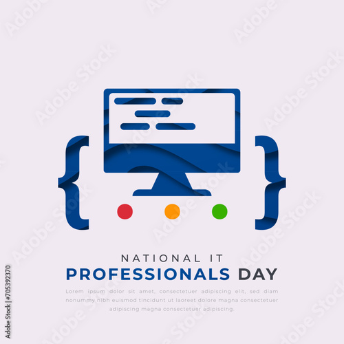 National IT Professionals Day Paper cut style Vector Design Illustration for Background, Poster, Banner, Advertising, Greeting Card