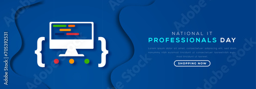 National IT Professionals Day Paper cut style Vector Design Illustration for Background, Poster, Banner, Advertising, Greeting Card