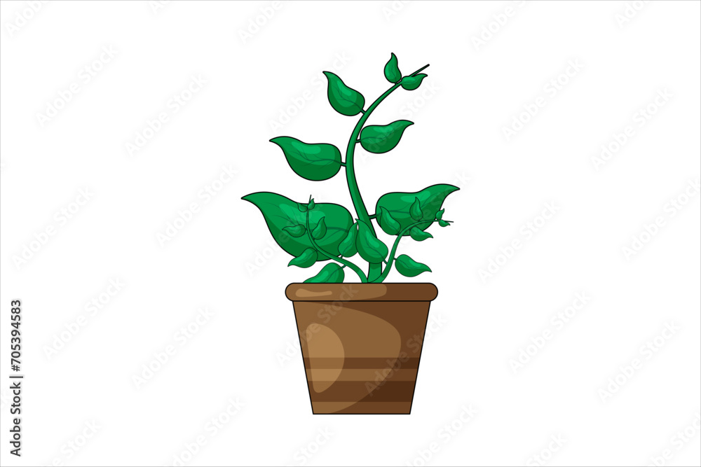 Potted Plant Environmental Sticker Design