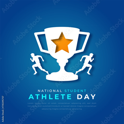 National Student - Athlete Day Paper cut style Vector Design Illustration for Background, Poster, Banner, Advertising, Greeting Card