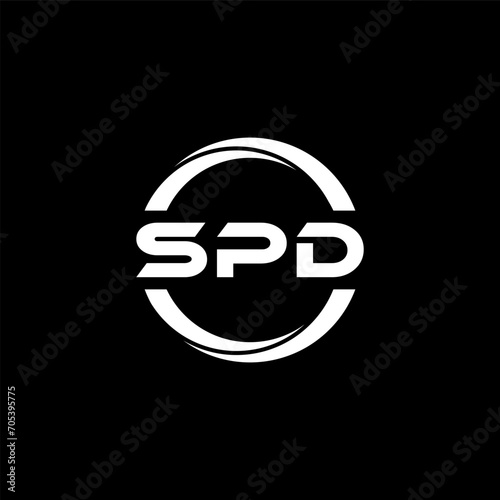 SPD letter logo design with black background in illustrator, cube logo, vector logo, modern alphabet font overlap style. calligraphy designs for logo, Poster, Invitation, etc.