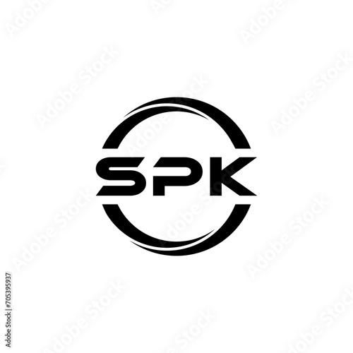 SPK letter logo design with white background in illustrator, cube logo, vector logo, modern alphabet font overlap style. calligraphy designs for logo, Poster, Invitation, etc.