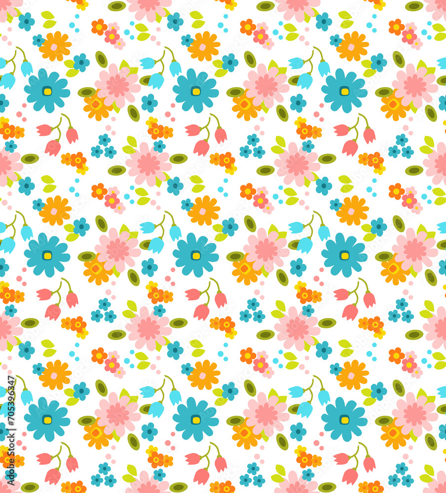 Coordinate Pink and Blue Petite Floral Seamless Pattern