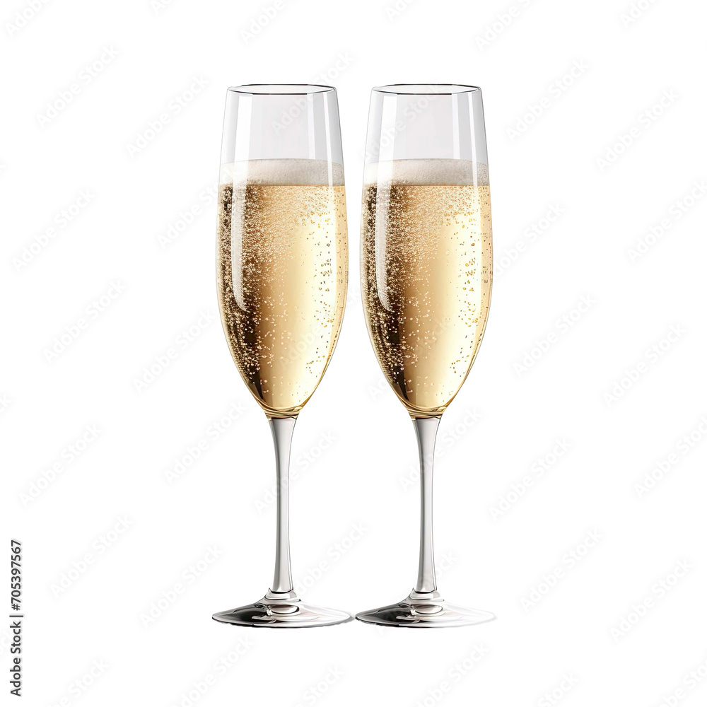 Two glasses of champagne isolated on transparent background Two glasses of champagne isolated on transparent background