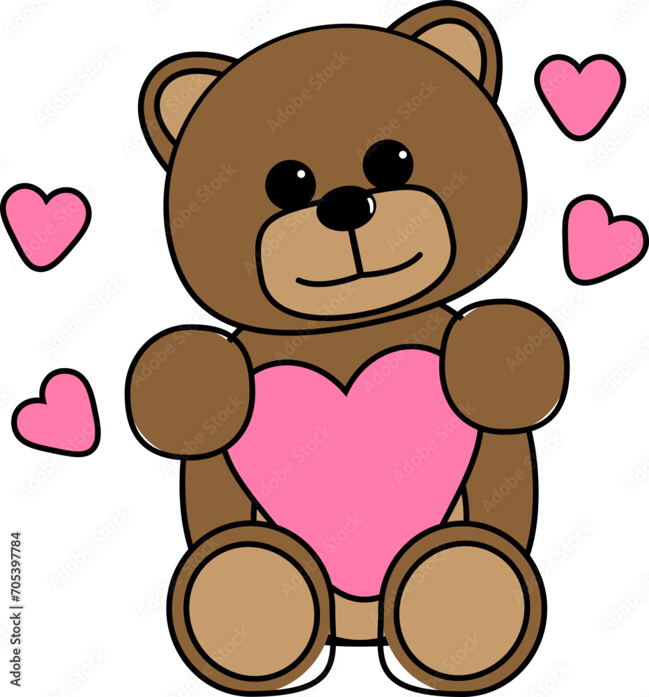 Fototapeta premium Teddy With Pink Heart