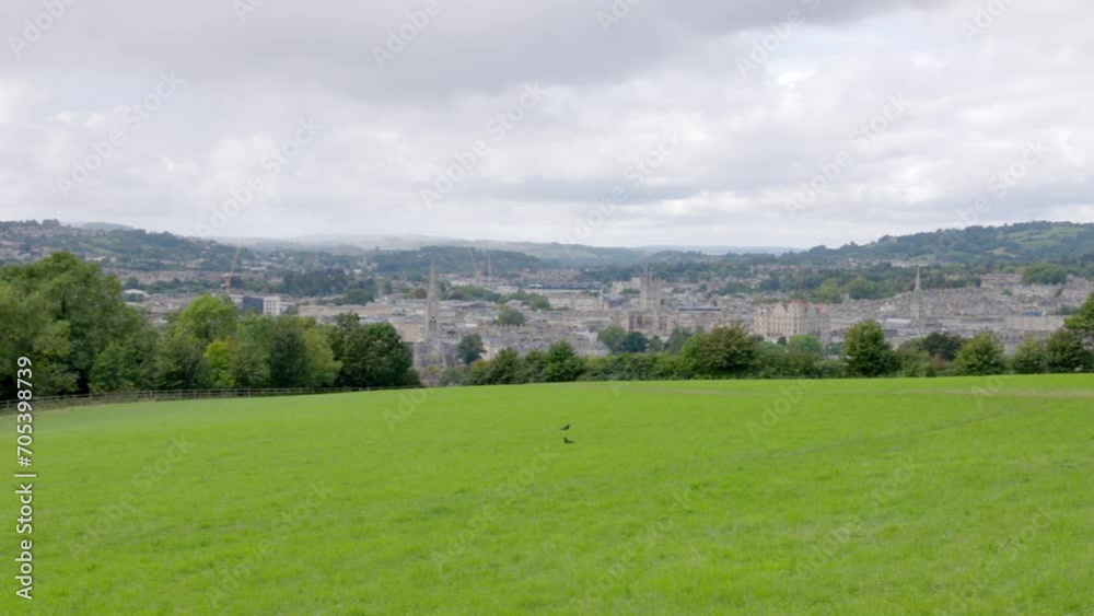 Wide shot overlooking Bath, United Kingdom