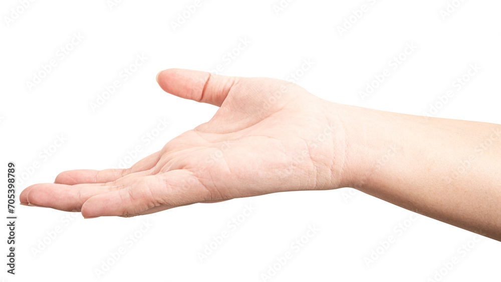 Male hand reach and ready to help or receive. Gesture isolated on white background. Male hand reach and ready to help or receive. Gesture isolated on white background.