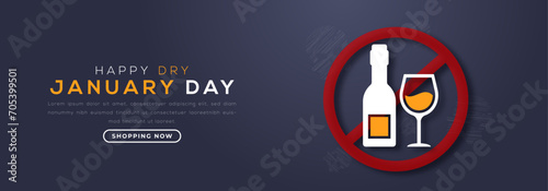 Dry January Day Paper cut style Vector Design Illustration for Background, Poster, Banner, Advertising, Greeting Card photo