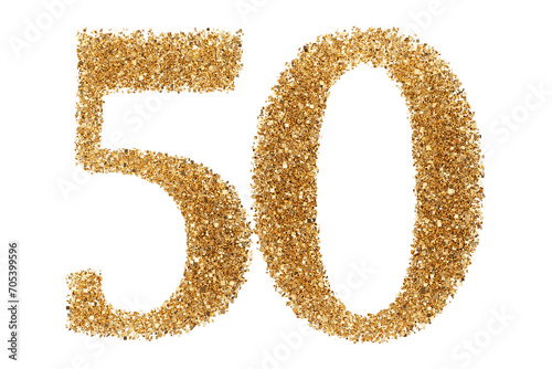 Gold glitter number 50 photo