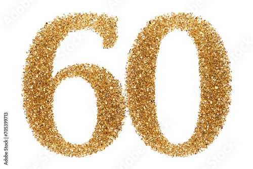 Gold glitter number 60 photo